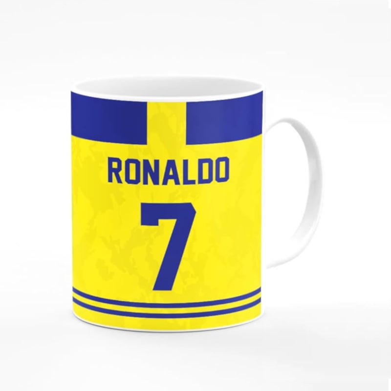 Stylizedd Designer Printed Coffee Mug with Heavy Duty Handle 11oz Ceramic Personalised Gift Mugs Cup [Microwave Safe & Dishwasher Proof ] - Football Ronaldo Jersey no 7 Design A